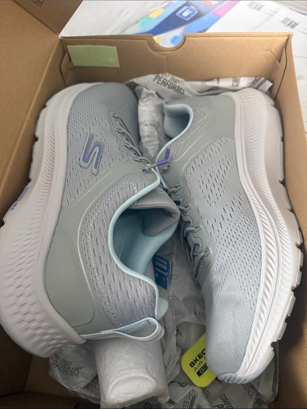Skechers Women's Light Gray Athletic Slip-On with Lavender Accent